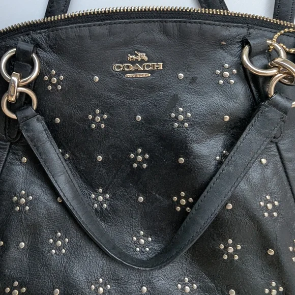 Coach Kelsey Leather Satchel with Crossbody strap Decorative Gold Grommets - Picture 10 of 16